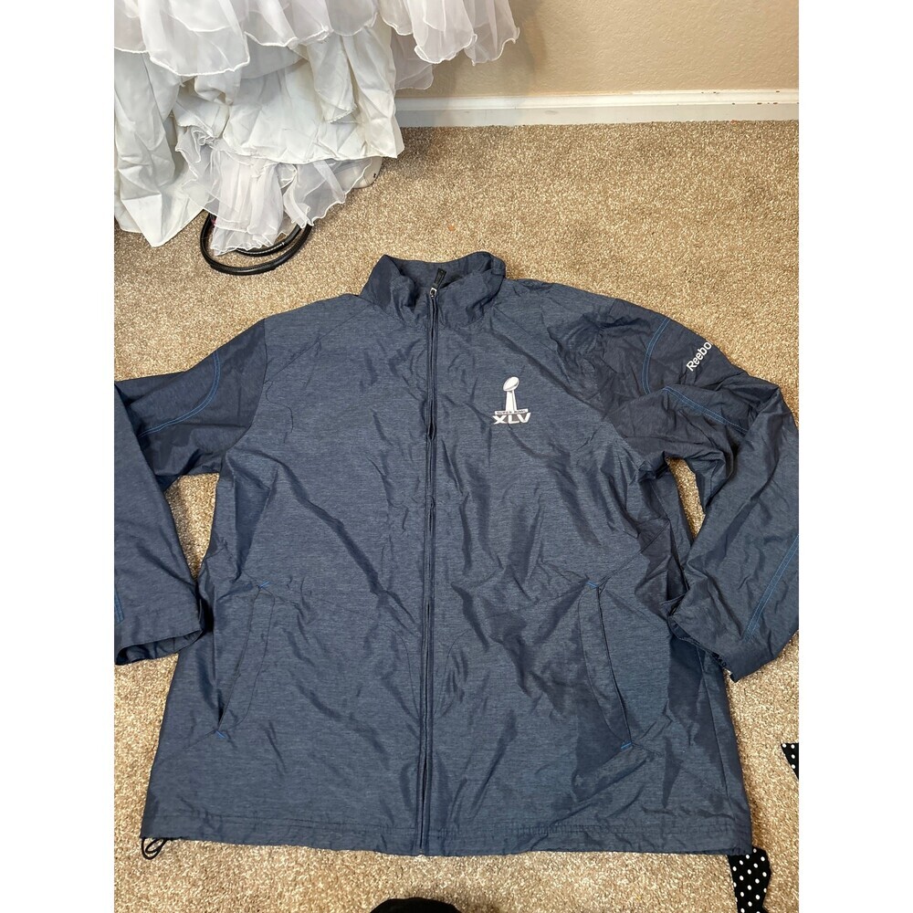 Reebok Texas Blue SUPER BOWL XLV WINDBREAKER JACKET 2/6/2011 SZ XL embroidered - Picture 6 of 10